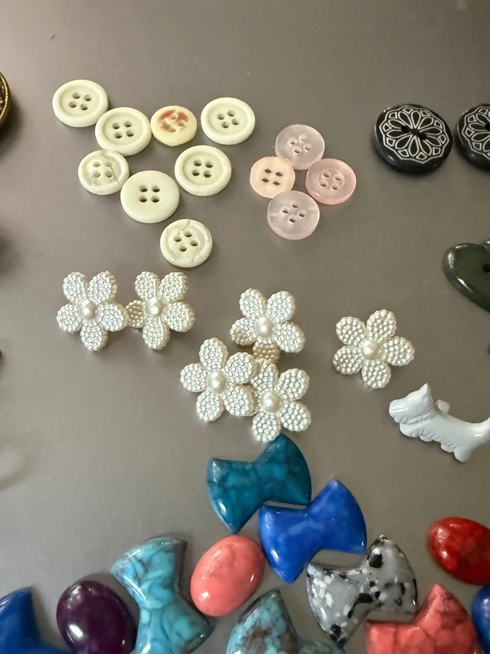 Vintage Craft Button Charms Lot Beads Findings Destash